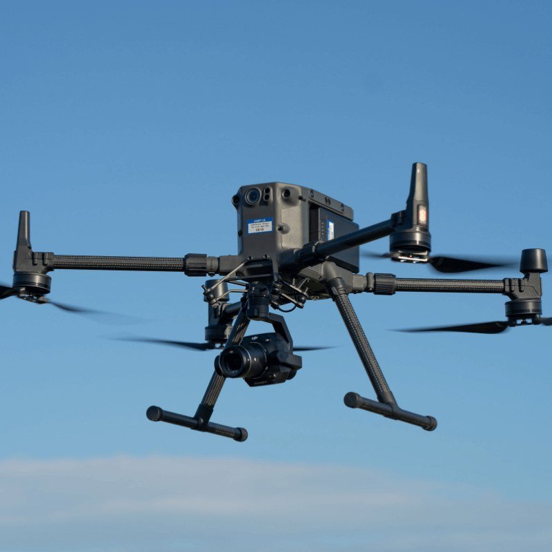 Survey drone in flight during the airport site capture